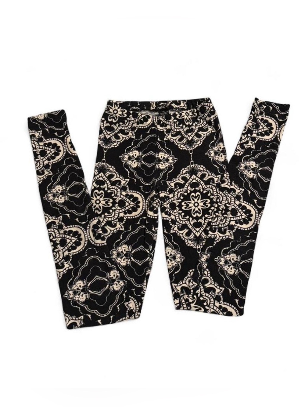Vintage Y2K Rue21 Black and White Paisley Leggings  Size XS